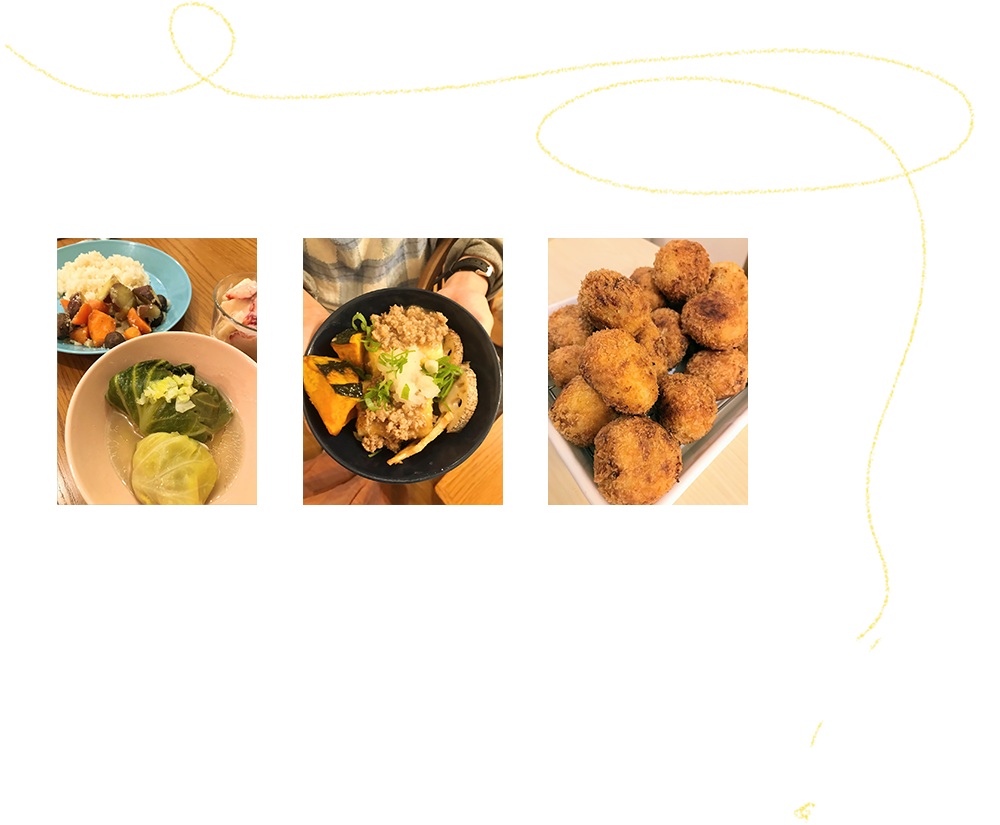 ロールキャベツ、かぼちゃ、コロッケ
